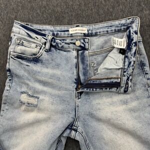 Flying Monkey Straight Leg Women 31 Light Acid Wash Patchwork Distressed Jean